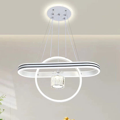 Contemporary Creative Aluminum Oval Heart-shaped Round LED Island Light Chandelier For Dining Room