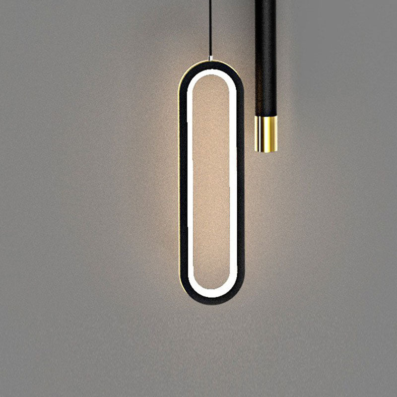 Modern Minimalist Elliptical Iron Aluminum Acrylic LED Pendant Light For Bedroom