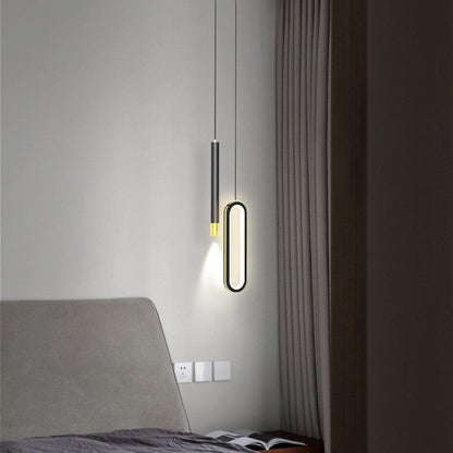 Modern Minimalist Elliptical Iron Aluminum Acrylic LED Pendant Light For Bedroom