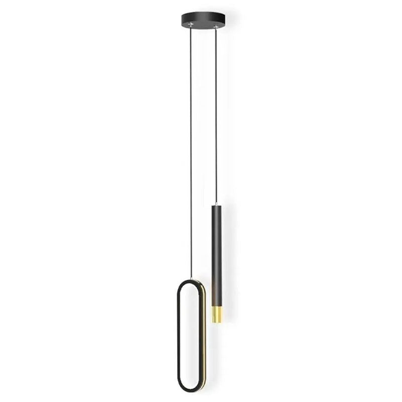 Modern Minimalist Elliptical Iron Aluminum Acrylic LED Pendant Light For Bedroom