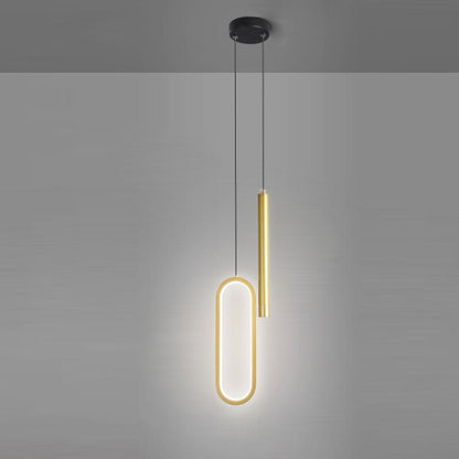 Modern Minimalist Elliptical Iron Aluminum Acrylic LED Pendant Light For Bedroom