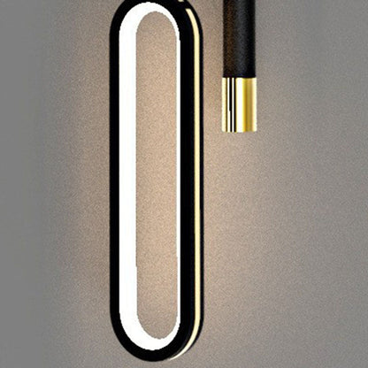 Modern Minimalist Elliptical Iron Aluminum Acrylic LED Pendant Light For Bedroom