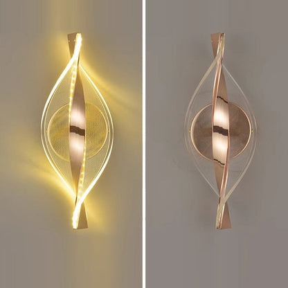 Contemporary Luxury Spiral Shape Acrylic Iron LED Wall Sconce Lamp For Bedroom