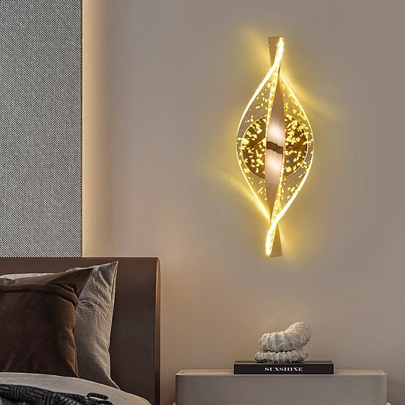 Contemporary Luxury Spiral Shape Acrylic Iron LED Wall Sconce Lamp For Bedroom