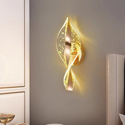 Contemporary Luxury Spiral Shape Acrylic Iron LED Wall Sconce Lamp For Bedroom