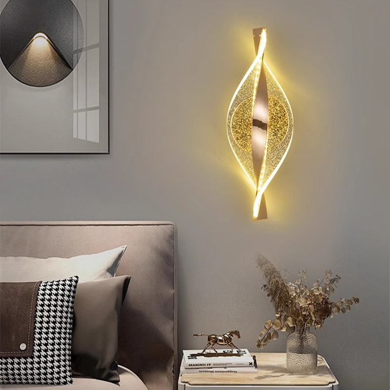 Contemporary Luxury Spiral Shape Acrylic Iron LED Wall Sconce Lamp For Bedroom