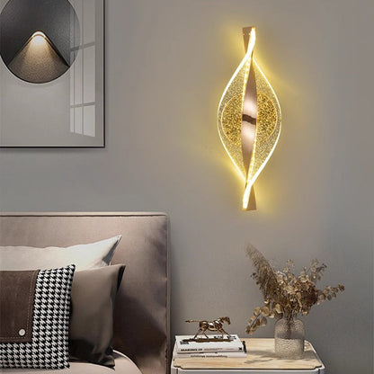 Contemporary Luxury Spiral Shape Acrylic Iron LED Wall Sconce Lamp For Bedroom