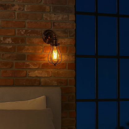Contemporary Industrial Pot Lid Iron 1-Light Wall Sconce Lamp For Dining Room