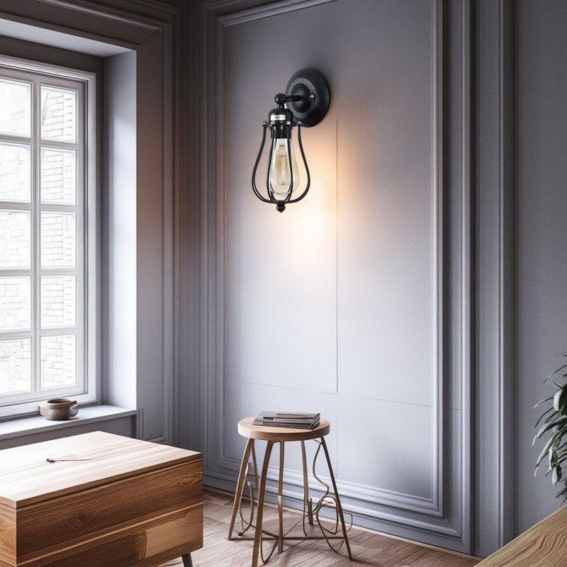 Contemporary Industrial Pot Lid Iron 1-Light Wall Sconce Lamp For Dining Room