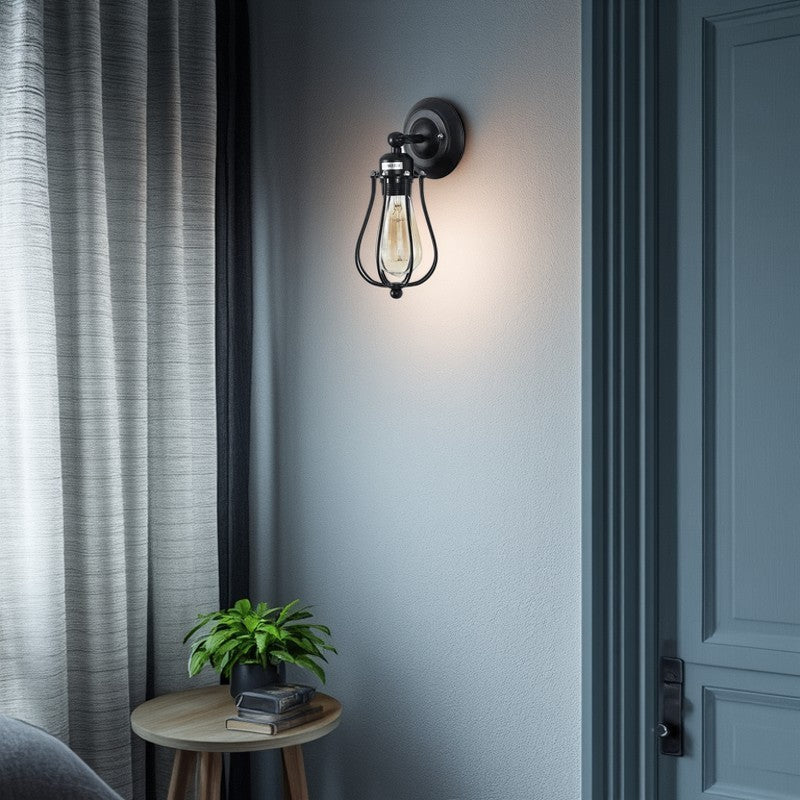 Contemporary Industrial Pot Lid Iron 1-Light Wall Sconce Lamp For Dining Room