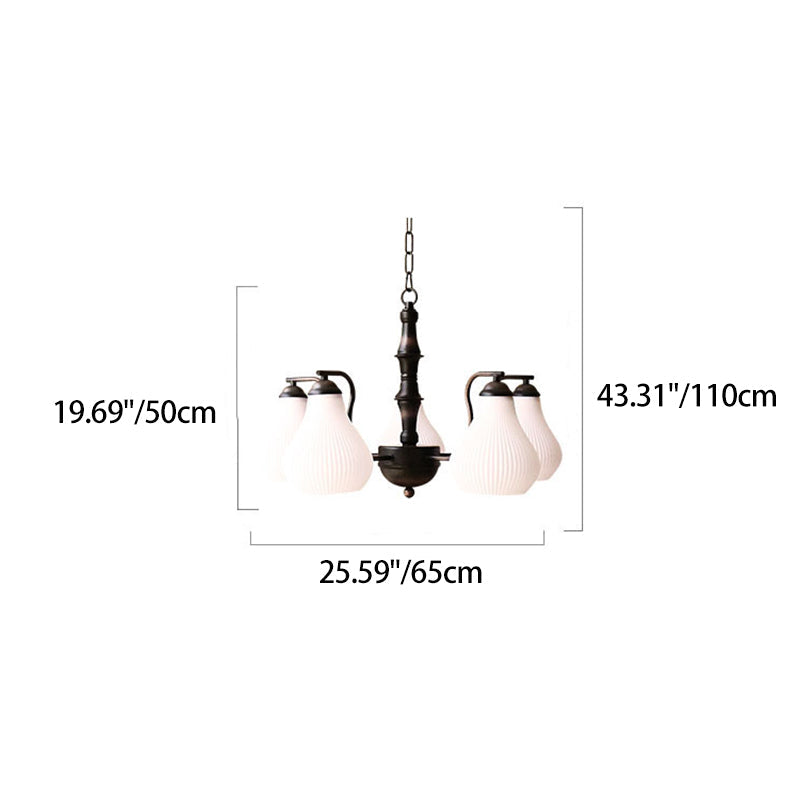 Traditional French Vase Iron PVC 3/5-Light Chandelier For Living Room