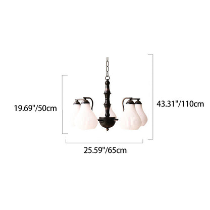 Traditional French Vase Iron PVC 3/5-Light Chandelier For Living Room