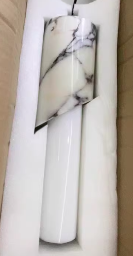 Modern Luxury Columnar Metal Marble Glass LED Pendant Light For Bedroom
