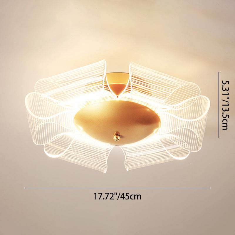 Contemporary Luxury Flower Acrylic Iron LED Semi-Flush Mount Ceiling Light For Living Room