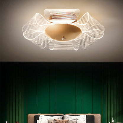 Contemporary Luxury Flower Acrylic Iron LED Semi-Flush Mount Ceiling Light For Living Room
