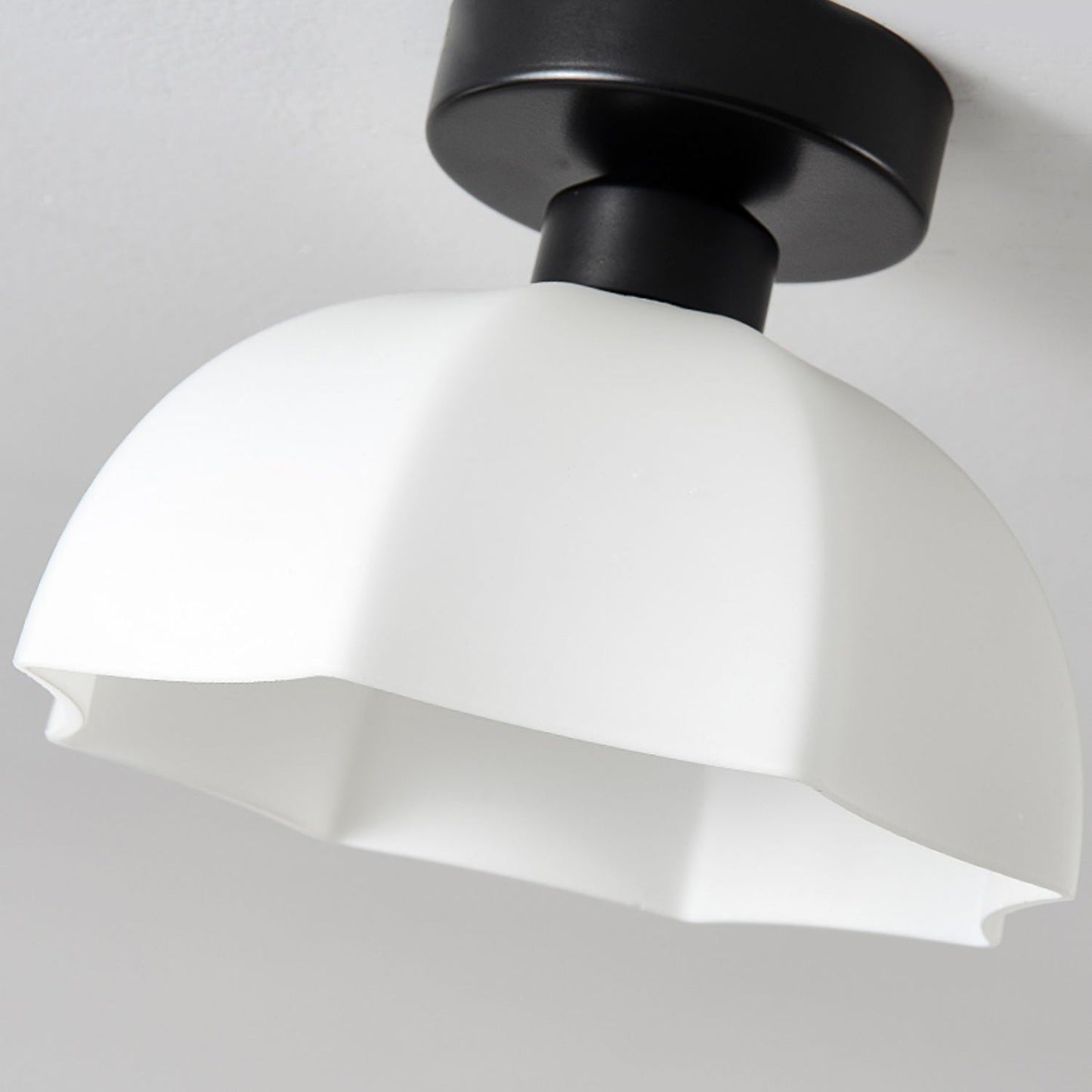 Contemporary Nordic Flower Iron Glass Ceramic 1-Light Semi-Flush Mount Ceiling Light For Entryway