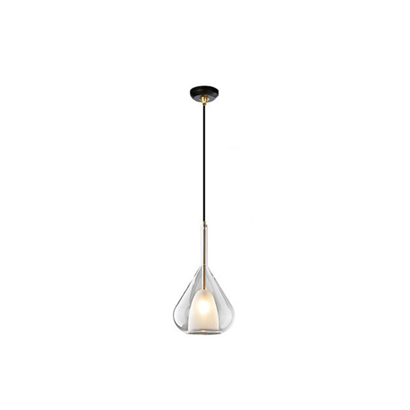 Modern Minimalist Water Droplet Iron Glass 1-Light Pendant Light For Living Room