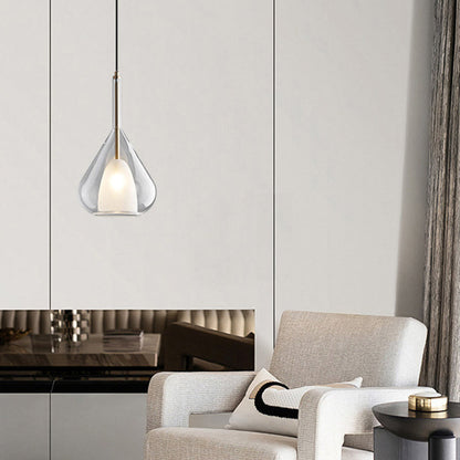 Modern Minimalist Water Droplet Iron Glass 1-Light Pendant Light For Living Room