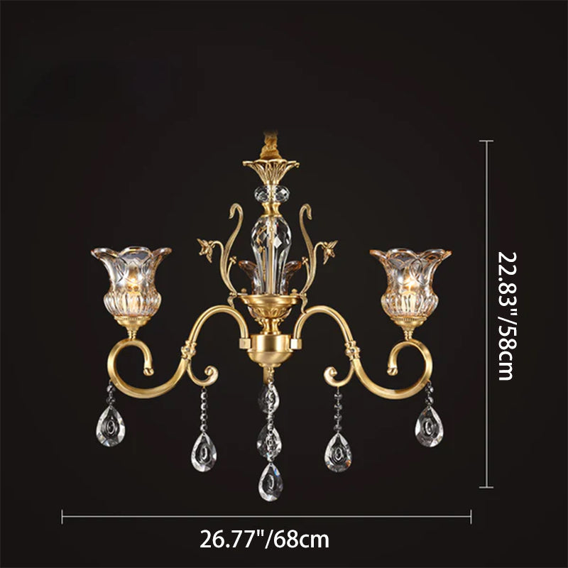 Contemporary Luxury Tulip Copper Crystal Glass 3/5/6/8/10/15-Light Chandelier For Living Room