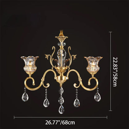 Contemporary Luxury Tulip Copper Crystal Glass 3/5/6/8/10/15-Light Chandelier For Living Room
