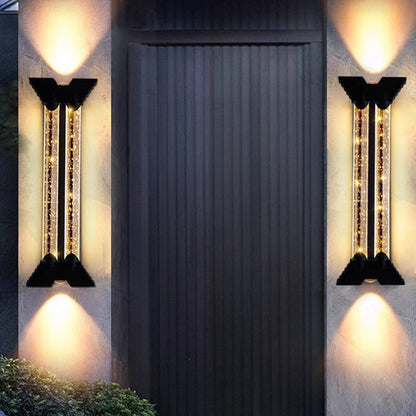 Modern Minimalist Waterproof Trapezoid Cylindrical Stainless Steel Crystal LED Outdoor Wall Sconce Lamp For Garden