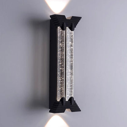 Modern Minimalist Waterproof Trapezoid Cylindrical Stainless Steel Crystal LED Outdoor Wall Sconce Lamp For Garden