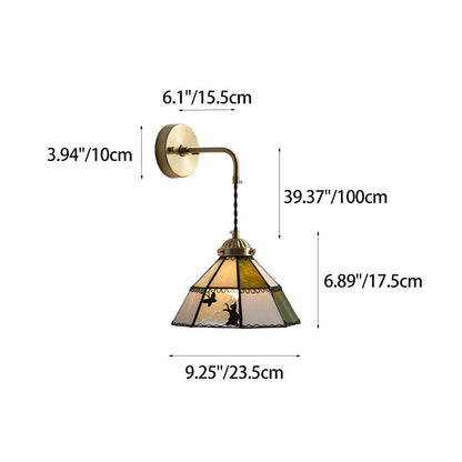 Contemporary Creative Cone Cat Butterfly Brass Glass 1-Light Wall Sconce Lamp For Bedroom