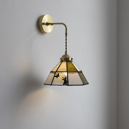 Contemporary Creative Cone Cat Butterfly Brass Glass 1-Light Wall Sconce Lamp For Bedroom