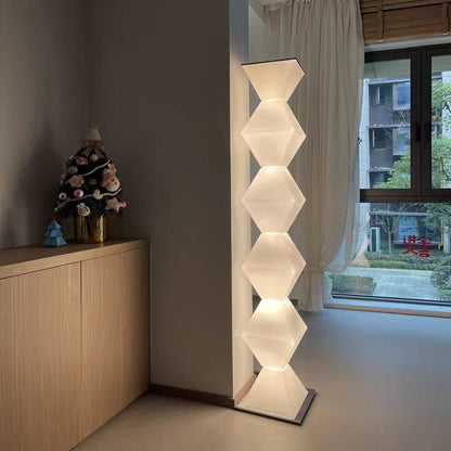Contemporary Creative Geometry Iron Stainless Steel Plastic Glass LED Standing Floor Lamp For Living Room