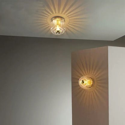 Contemporary Retro Bowl Iron Glass 1-Light Semi-Flush Mount Ceiling Light For Entryway