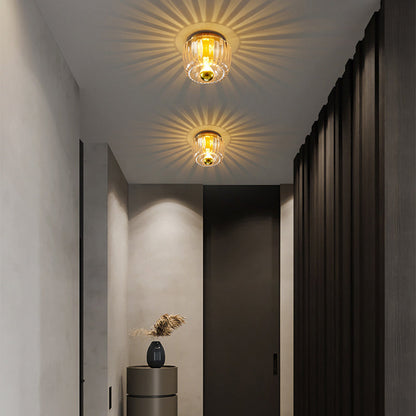 Contemporary Retro Bowl Iron Glass 1-Light Semi-Flush Mount Ceiling Light For Entryway