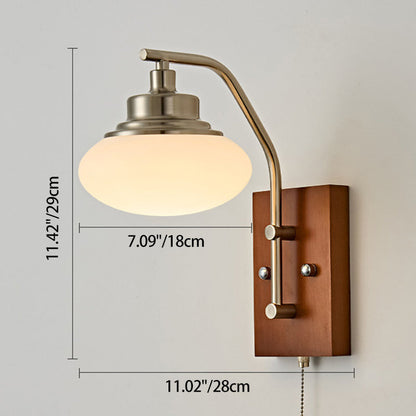 Traditional Vintage Pumpkin & Oval Solid Wood Iron Resin Zipper 1-Light Wall Sconce Lamp For Bedroom