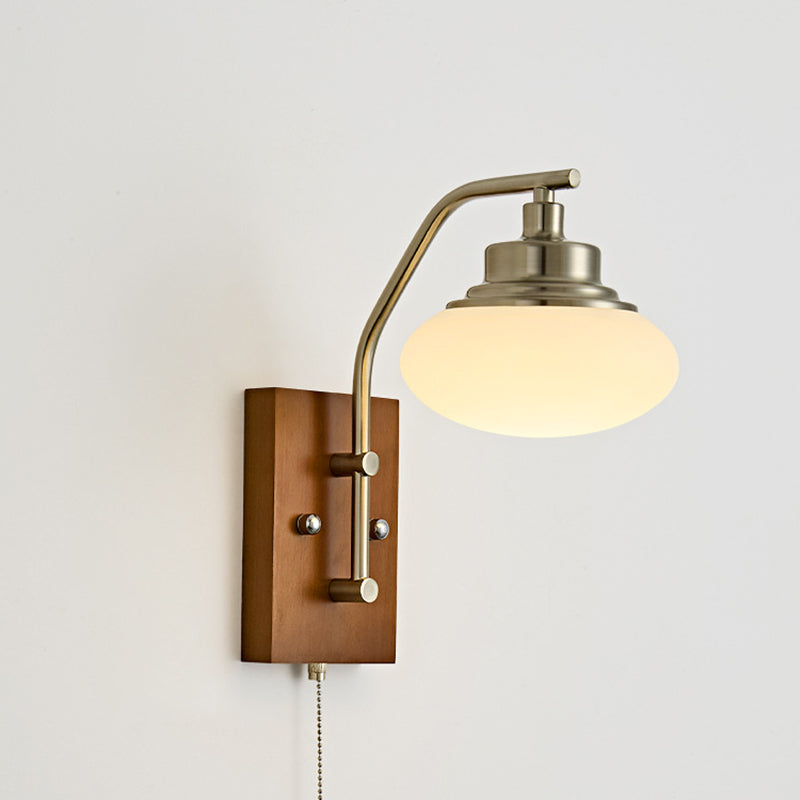 Traditional Vintage Pumpkin & Oval Solid Wood Iron Resin Zipper 1-Light Wall Sconce Lamp For Bedroom