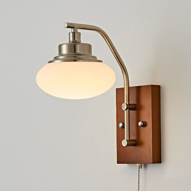 Traditional Vintage Pumpkin & Oval Solid Wood Iron Resin Zipper 1-Light Wall Sconce Lamp For Bedroom