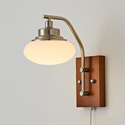 Traditional Vintage Pumpkin & Oval Solid Wood Iron Resin Zipper 1-Light Wall Sconce Lamp For Bedroom