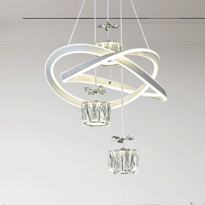 Modern Luxury Butterfly Circular Ring Aluminum Silicone Iron Crystal LED Chandelier For Bedroom