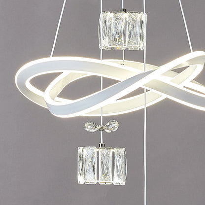 Modern Luxury Butterfly Circular Ring Aluminum Silicone Iron Crystal LED Chandelier For Bedroom