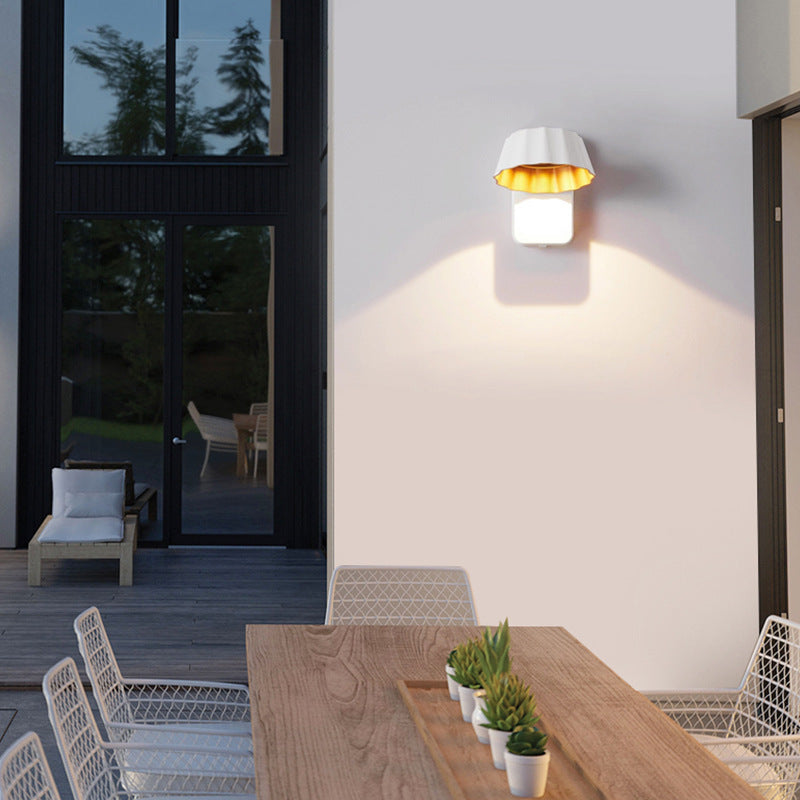 Contemporary Industrial Waterproof Rotatable Flower Aluminum Glass Outdoor LED Wall Sconce Lamp For Outdoor Patio