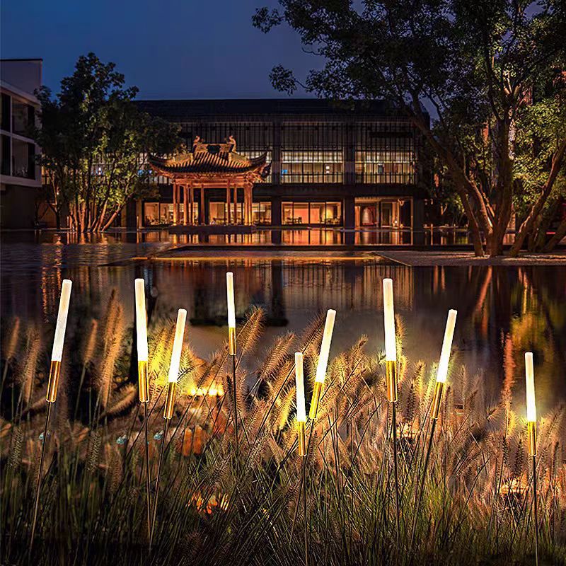 Modern Art Deco Waterproof Solar Cylinder Acrylic Aluminum Stainless Steel ABS LED Outdoor Light Landscape Lighting For Garden
