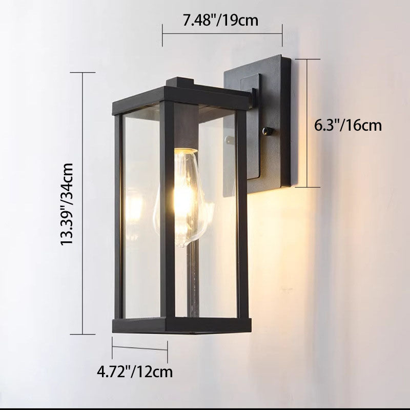 Contemporary Industrial Rectangular Iron Glass 1-Light Wall Sconce Lamp For Entryway