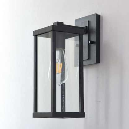Contemporary Industrial Rectangular Iron Glass 1-Light Wall Sconce Lamp For Entryway