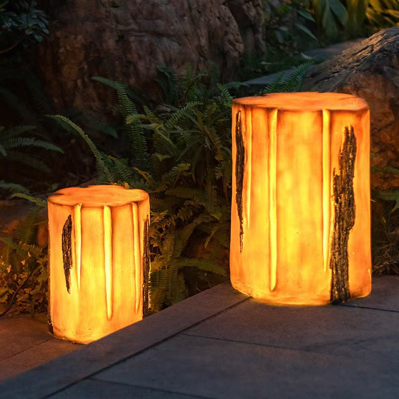 Traditional Rustic Waterproof Solar Tree Stump Resin & FRP LED Outdoor Light Landscape Lighting For Garden