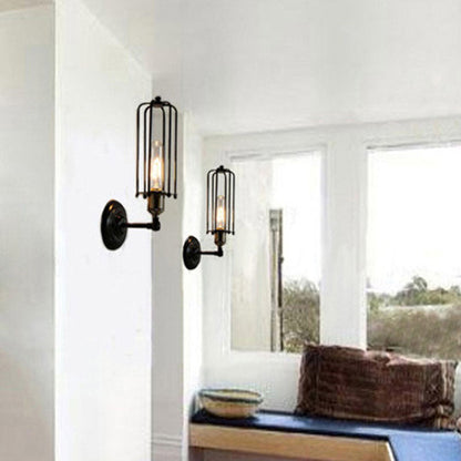 Contemporary Industrial Rotatable Hollow Cylindrical Iron 1-Light Wall Sconce Lamp For Bedroom