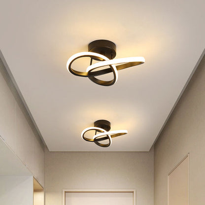 Modern Simplicity Geometric Aluminum Iron Silicone LED Semi-Flush Mount Ceiling Light For Hallway