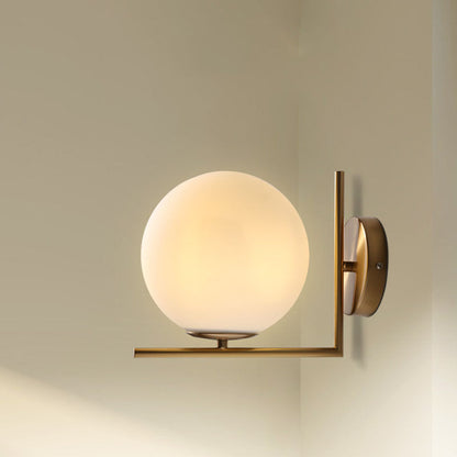 Contemporary Nordic Round Metal Glass 1-Light Wall Sconce Lamp For Hallway