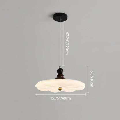 Traditional Vintage Lotus Leaf Iron Rubberwood Rotational Molding LED Pendant Light For Bedroom