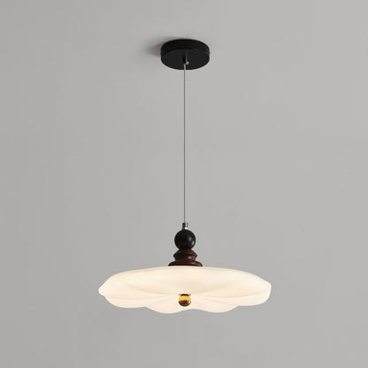 Traditional Vintage Lotus Leaf Iron Rubberwood Rotational Molding LED Pendant Light For Bedroom