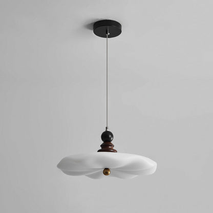 Traditional Vintage Lotus Leaf Iron Rubberwood Rotational Molding LED Pendant Light For Bedroom