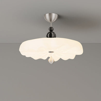 Traditional Vintage Flower Iron PE LED Semi-Flush Mount Ceiling Light For Bedroom