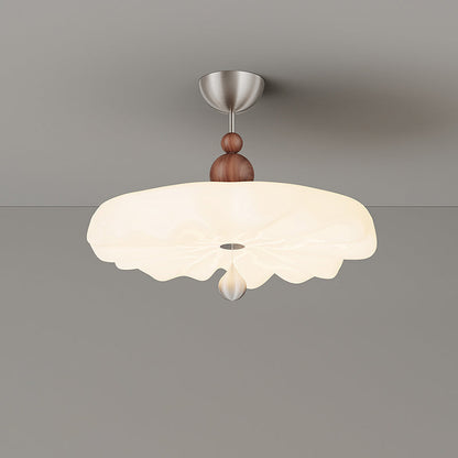 Traditional Vintage Flower Iron PE LED Semi-Flush Mount Ceiling Light For Bedroom